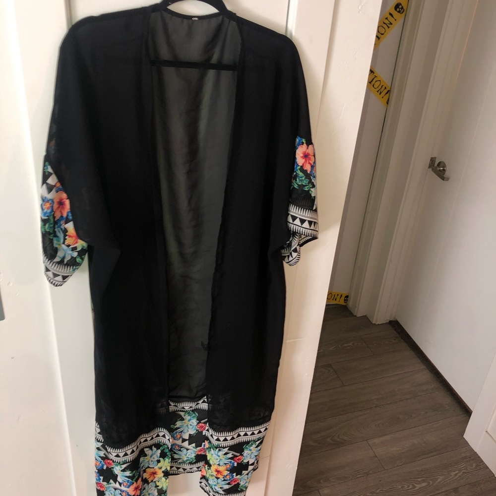 Sheer Floral Maxi Cardigan
